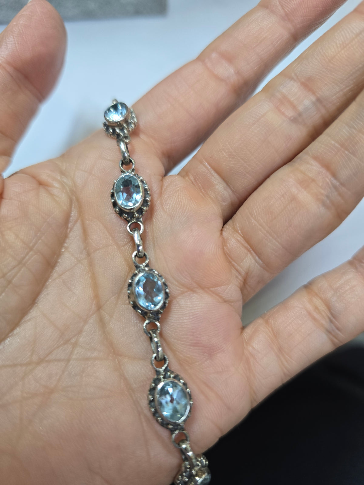 Pulsera plata 925 topacio azul