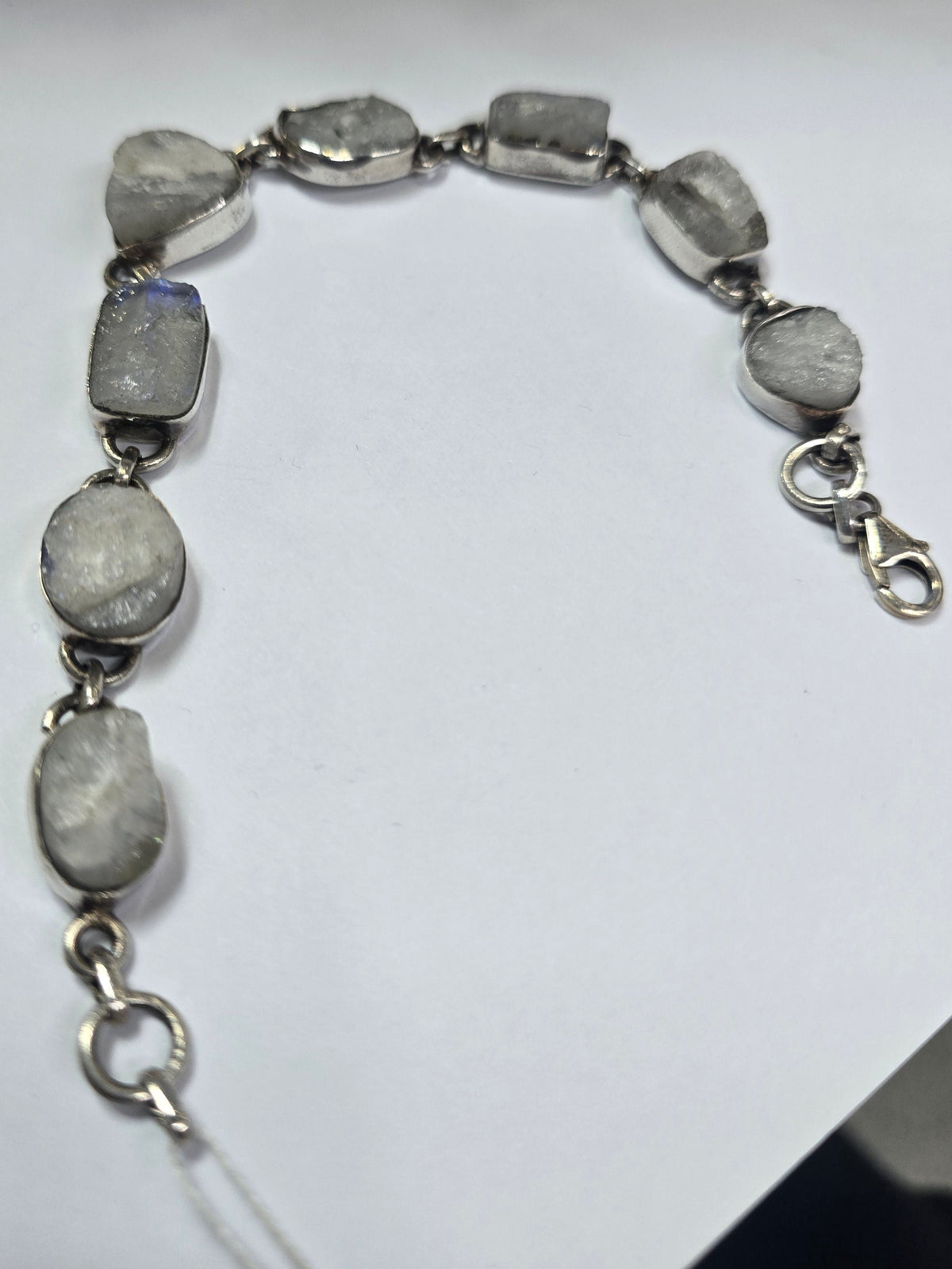 Pulsera plata piedra luna arcoiris